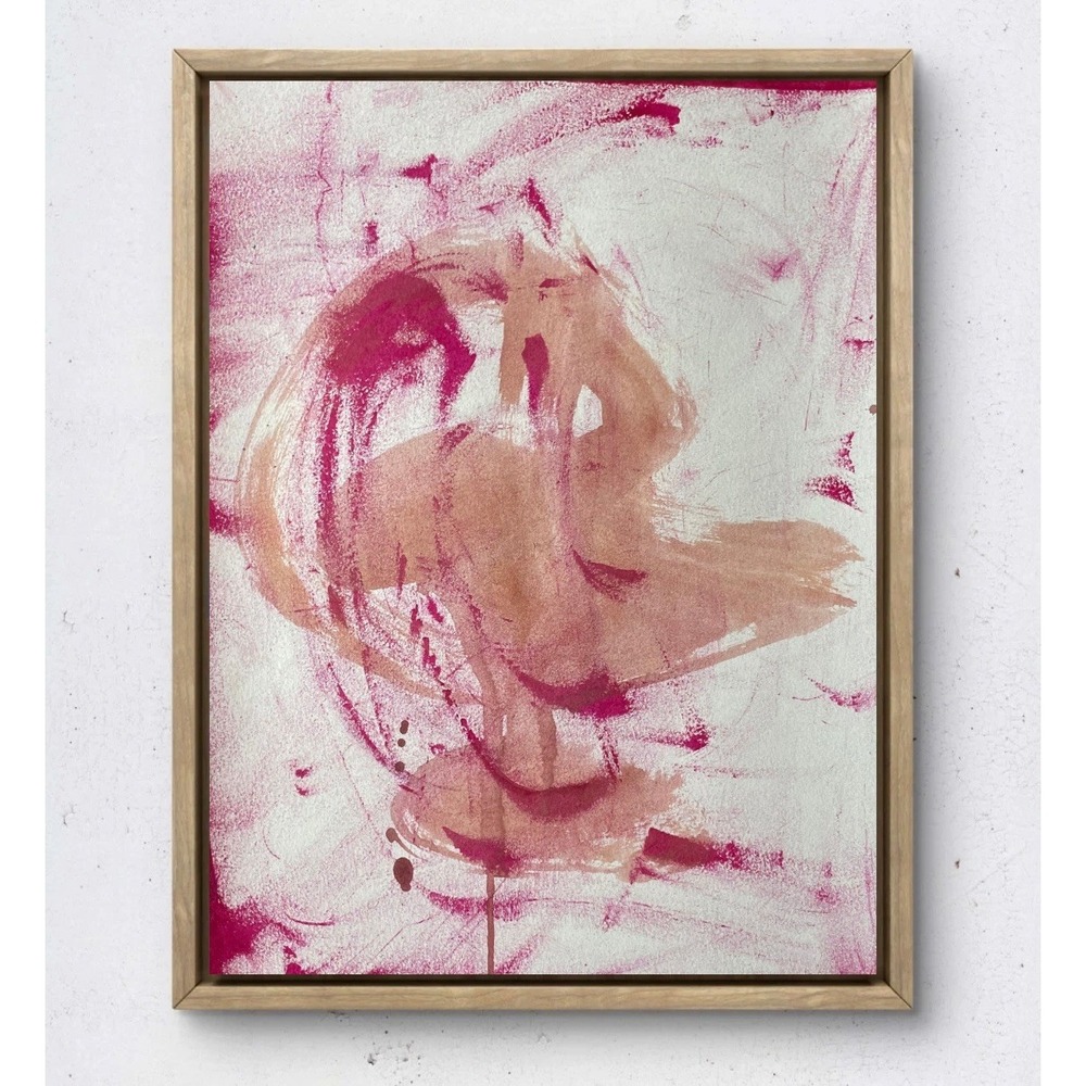 Oman Hosea Original Abstract Painting 11x14 Pink Acrylic Mixed Media Art